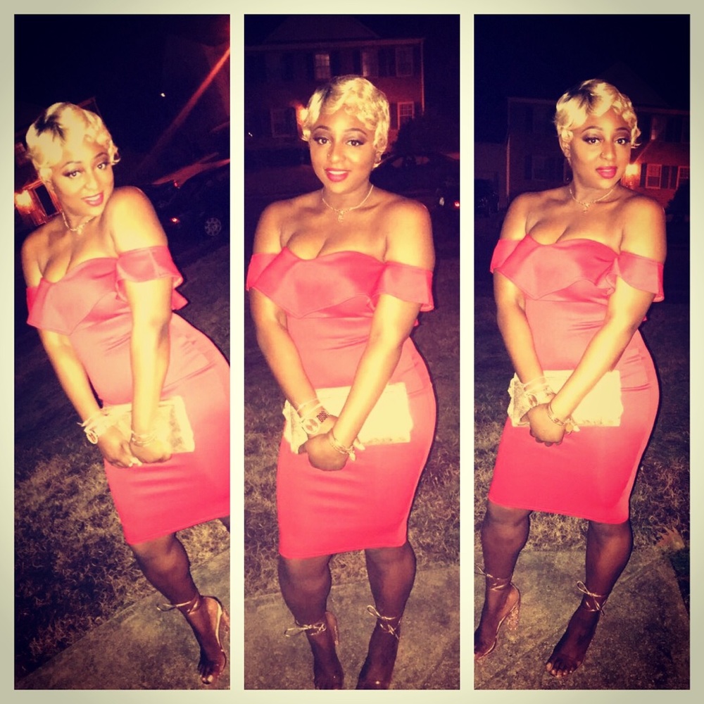 Red off the shoulder dress